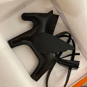 Milo Lambskin Grigri Rodeo Pegase Horse Bag Charm MM So Black